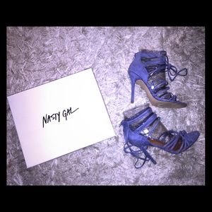 Nasty Gal Lace-Up Lavender Heels